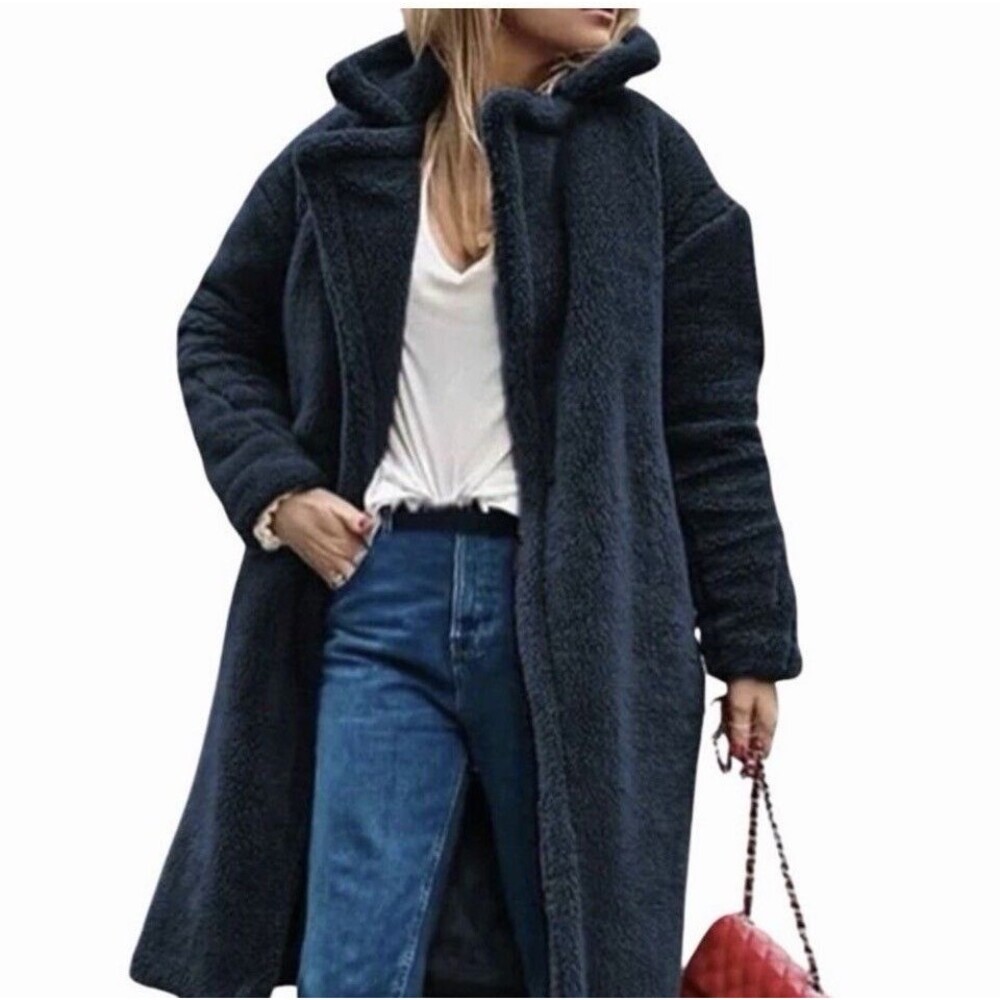 Madewell Womens Re(sourced) Sherpa Teddy Coat Navy NC578 $278